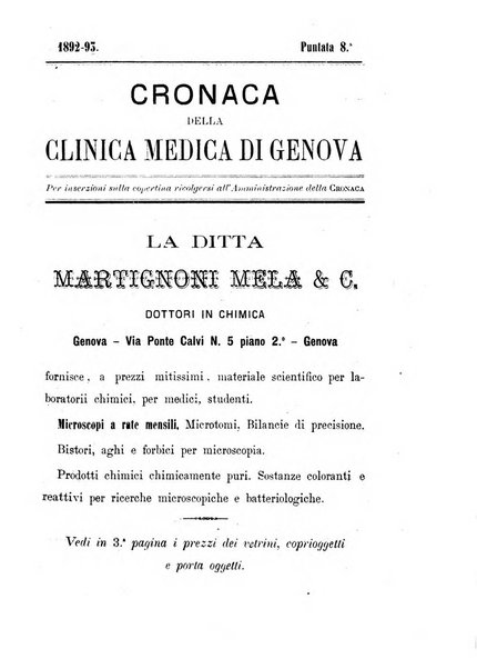 Cronaca della Clinica medica di Genova