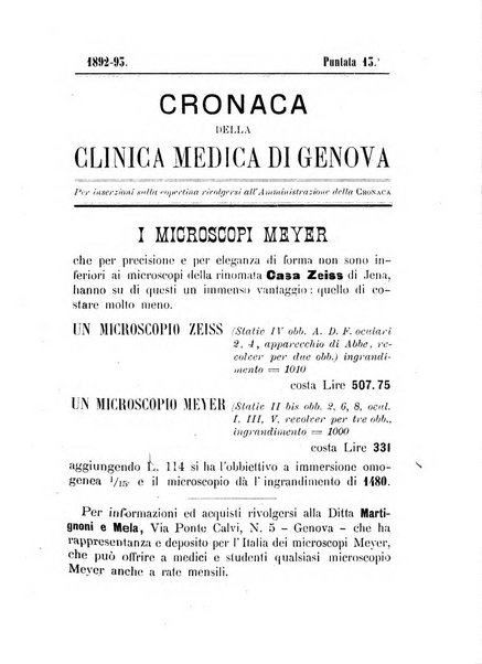 Cronaca della Clinica medica di Genova