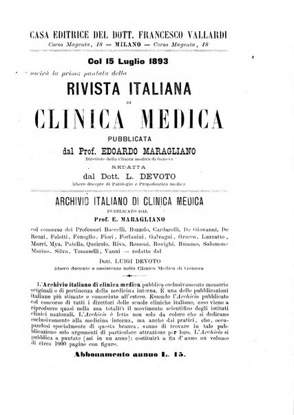 Cronaca della Clinica medica di Genova