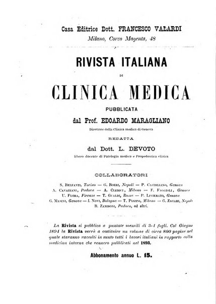 Cronaca della Clinica medica di Genova