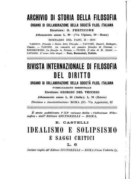 Archivio di filosofia organo della Società filosofica italiana