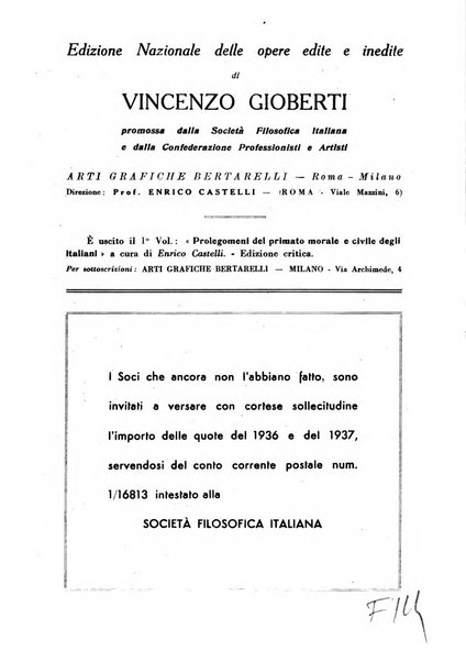 Archivio di filosofia organo della Società filosofica italiana