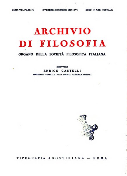 Archivio di filosofia organo della Società filosofica italiana