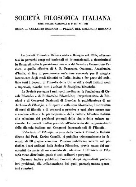 Archivio di filosofia organo della Società filosofica italiana