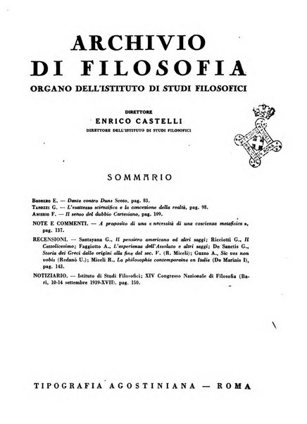 Archivio di filosofia organo della Società filosofica italiana