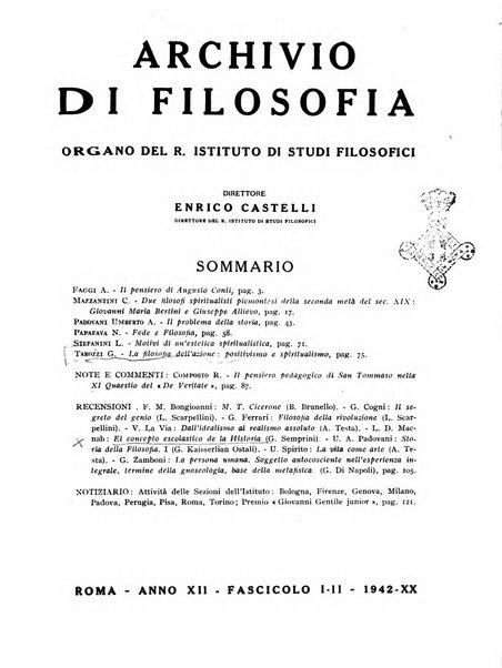 Archivio di filosofia organo della Società filosofica italiana