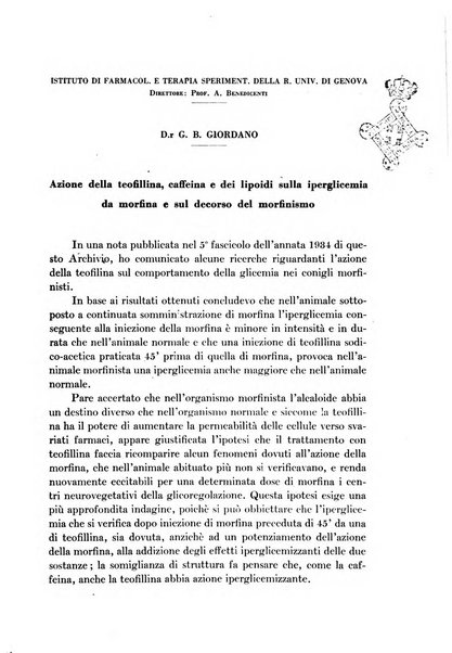 Archivio italiano di scienze farmacologiche farmacologia, farmacognosia, tossicologia, terapia, crenologia