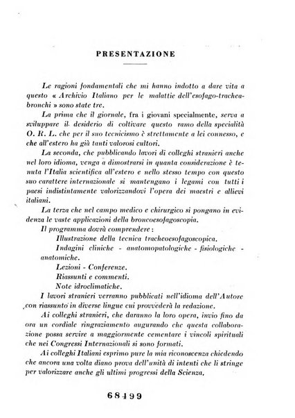 Archivio italiano per le malattie della trachea, bronchi, esofago