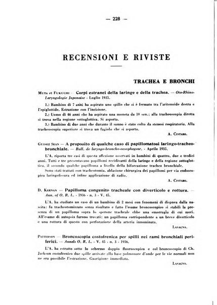 Archivio italiano per le malattie della trachea, bronchi, esofago