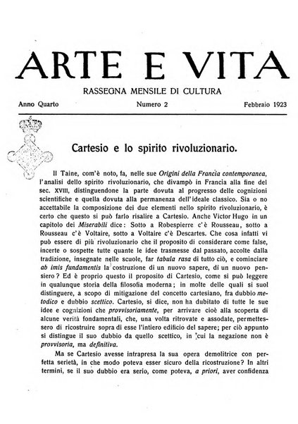 Arte e vita rassegna letteraria mensile