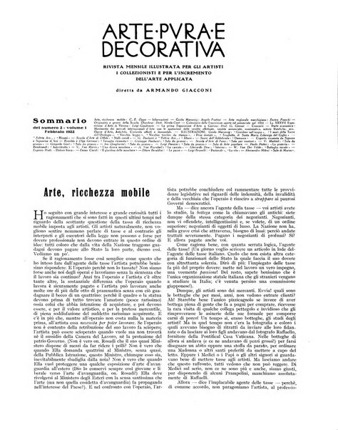 Arte pura e decorativa rivista mensile illustrata, per gli artisti, i collezionisti e per l'incremento dell'arte applicata, diretta da Armando Giacconi