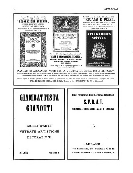 Arte pura e decorativa rivista mensile illustrata, per gli artisti, i collezionisti e per l'incremento dell'arte applicata, diretta da Armando Giacconi