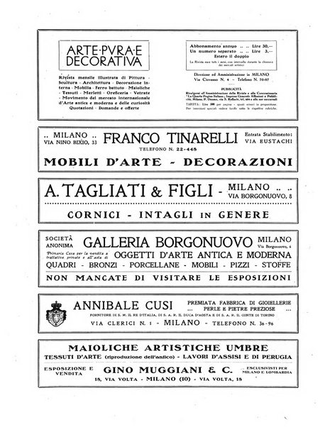 Arte pura e decorativa rivista mensile illustrata, per gli artisti, i collezionisti e per l'incremento dell'arte applicata, diretta da Armando Giacconi