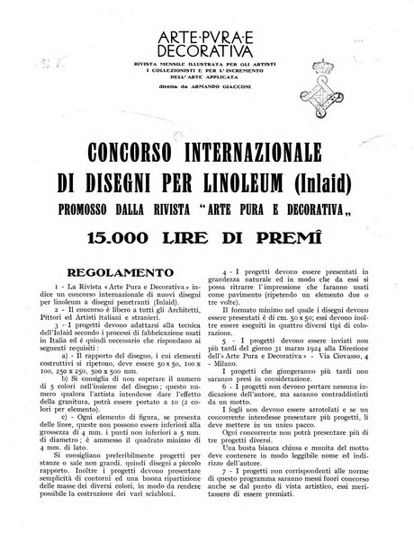 Arte pura e decorativa rivista mensile illustrata, per gli artisti, i collezionisti e per l'incremento dell'arte applicata, diretta da Armando Giacconi