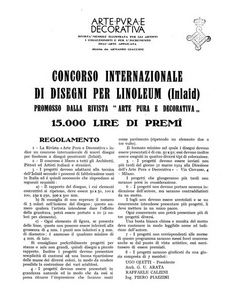 Arte pura e decorativa rivista mensile illustrata, per gli artisti, i collezionisti e per l'incremento dell'arte applicata, diretta da Armando Giacconi