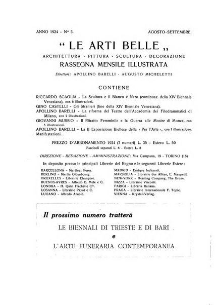 Le arti belle : rassegna mensile illustrata di architettura, pittura, scultura, decorazione