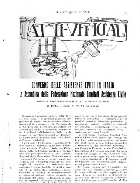 Assistenza civile rivista quindicinale, illustrata della Federazione Nazionale Comitati Assistenza Civile