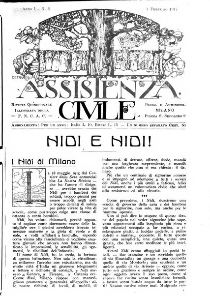 Assistenza civile rivista quindicinale, illustrata della Federazione Nazionale Comitati Assistenza Civile