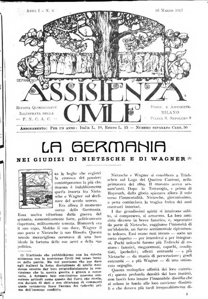 Assistenza civile rivista quindicinale, illustrata della Federazione Nazionale Comitati Assistenza Civile