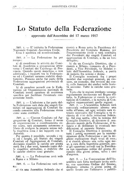 Assistenza civile rivista quindicinale, illustrata della Federazione Nazionale Comitati Assistenza Civile