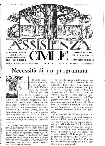 Assistenza civile rivista quindicinale, illustrata della Federazione Nazionale Comitati Assistenza Civile