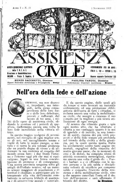 Assistenza civile rivista quindicinale, illustrata della Federazione Nazionale Comitati Assistenza Civile