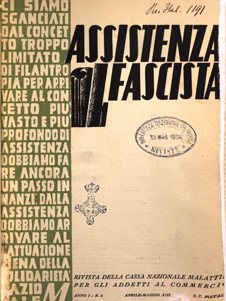 Assistenza fascista rivista della Cassa nazionale malattie per gli addetti al commercio