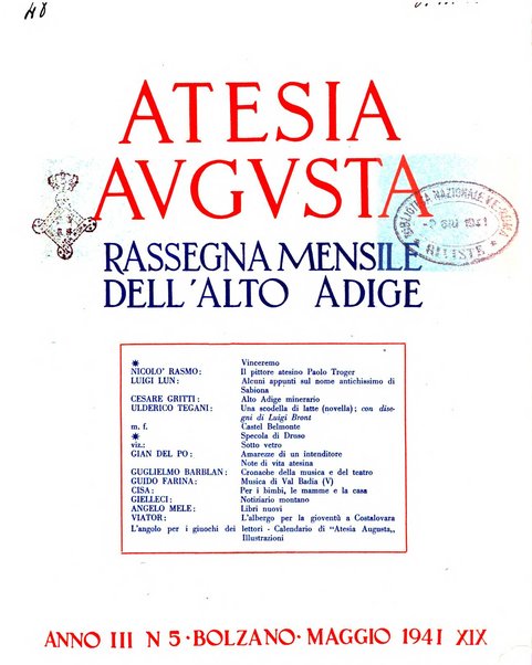 Atesia Augusta rassegna mensile dell'Alto Adige