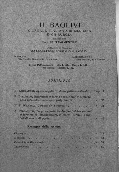 Il baglivi giornale italiano di medicina e chirurgia