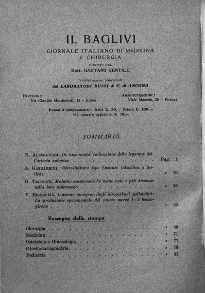 Il baglivi giornale italiano di medicina e chirurgia