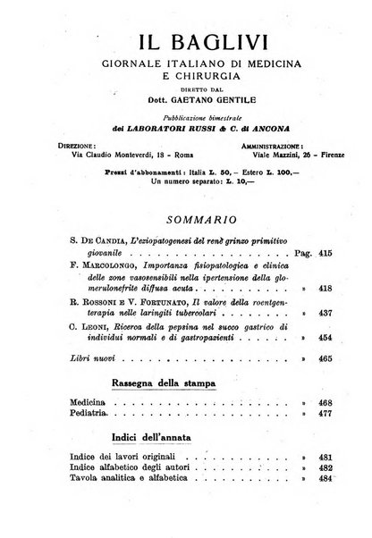 Il baglivi giornale italiano di medicina e chirurgia