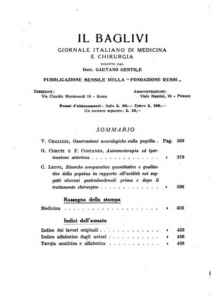 Il baglivi giornale italiano di medicina e chirurgia