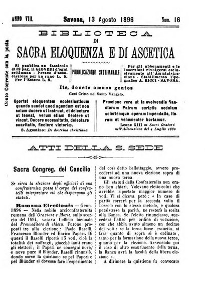 Biblioteca di sacra eloquenza e di ascetica