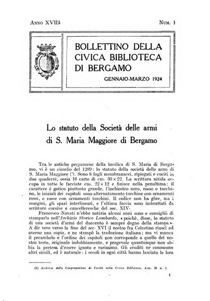 Bollettino della Civica biblioteca di Bergamo