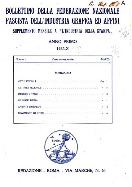 Bollettino della Federazione nazionale fascista dell'industria grafica ed affini