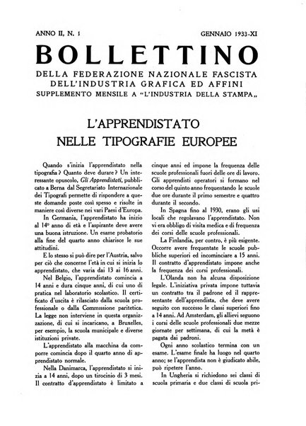 Bollettino della Federazione nazionale fascista dell'industria grafica ed affini