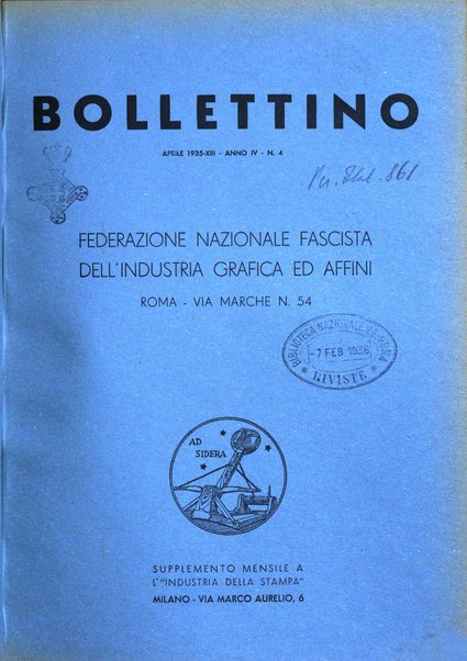 Bollettino della Federazione nazionale fascista dell'industria grafica ed affini