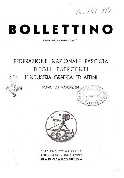 Bollettino della Federazione nazionale fascista dell'industria grafica ed affini