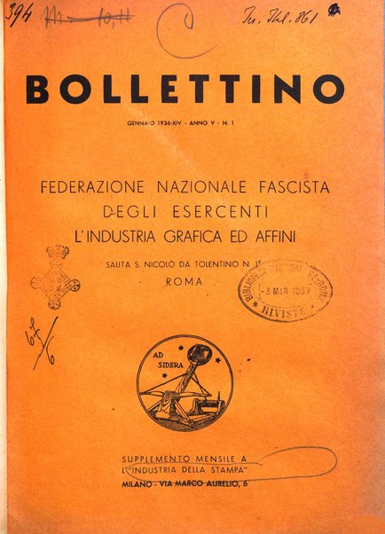 Bollettino della Federazione nazionale fascista dell'industria grafica ed affini