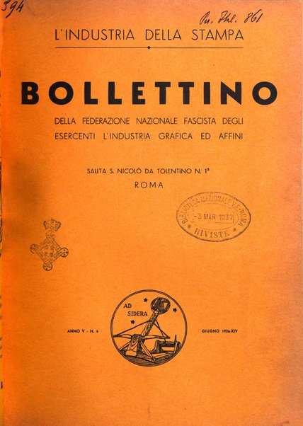 Bollettino della Federazione nazionale fascista dell'industria grafica ed affini