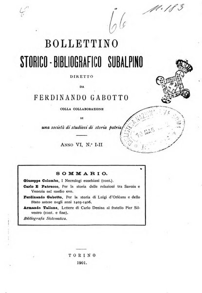 Bollettino storico-bibliografico subalpino