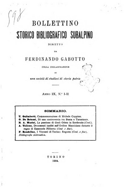 Bollettino storico-bibliografico subalpino