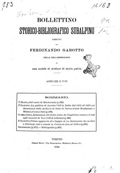 Bollettino storico-bibliografico subalpino