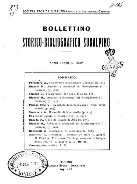 Bollettino storico-bibliografico subalpino