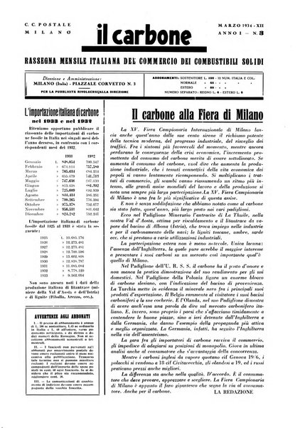 Il carbone Rassegna mensile italiana del commercio dei combustibili solidi