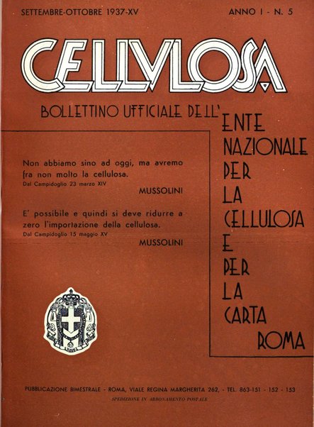 Cellulosa Bollettino ufficiale dell'Ente Nazionale per la cellulosa e per la carta