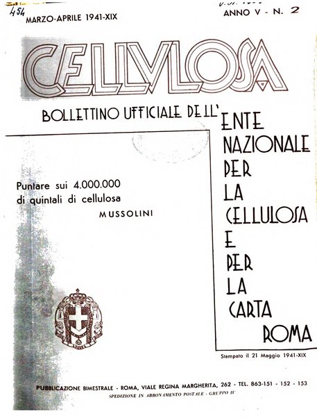 Cellulosa Bollettino ufficiale dell'Ente Nazionale per la cellulosa e per la carta