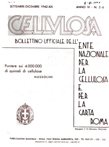 Cellulosa Bollettino ufficiale dell'Ente Nazionale per la cellulosa e per la carta