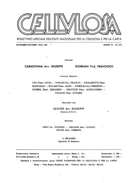 Cellulosa Bollettino ufficiale dell'Ente Nazionale per la cellulosa e per la carta