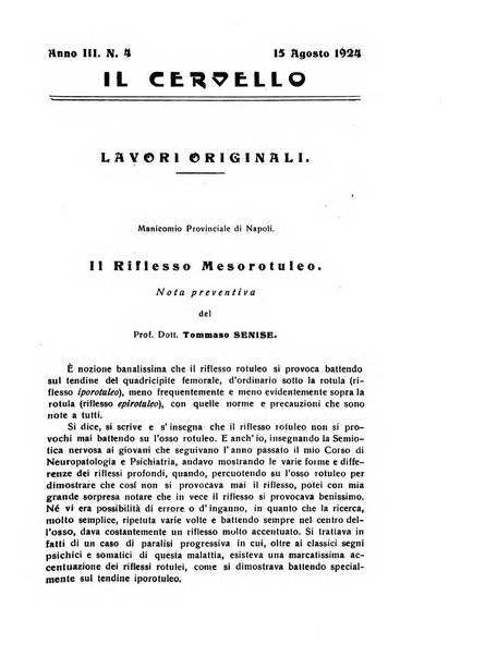 Il cervello Giornale di nevrologia